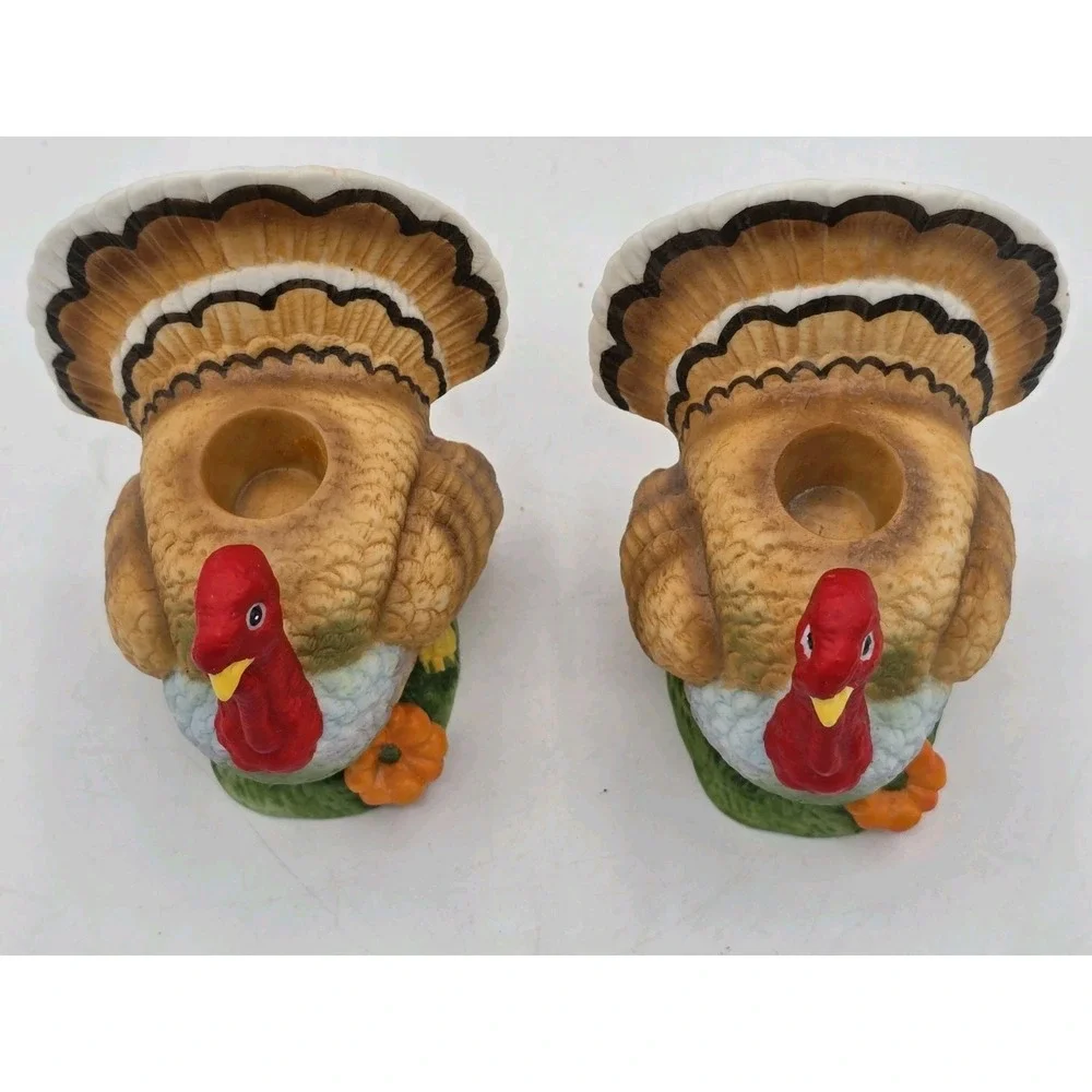 3 Lot VTG Cornucopia Thanksgiving Candle 4